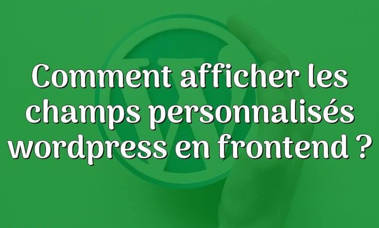 Comment afficher les champs personnalisés wordpress en frontend ?