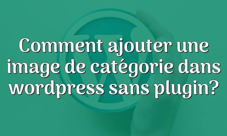Comment ajouter une image de catégorie dans wordpress sans plugin?