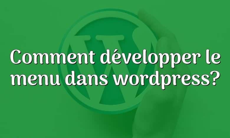 Comment développer le menu dans wordpress?