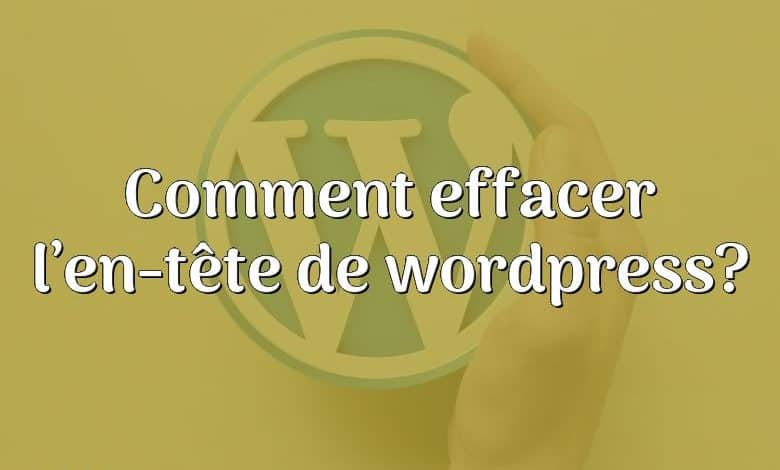Comment effacer l’en-tête de wordpress?