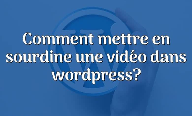 Comment mettre en sourdine une vidéo dans wordpress?