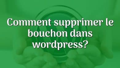 Comment supprimer le bouchon dans wordpress?