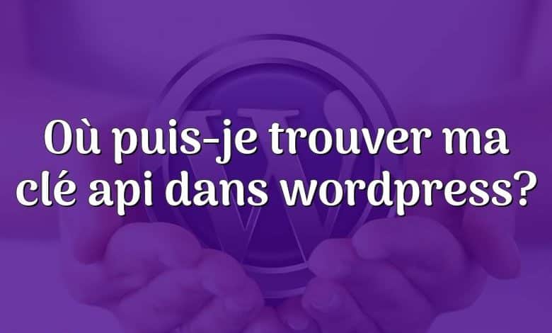 Où puis-je trouver ma clé api dans wordpress?