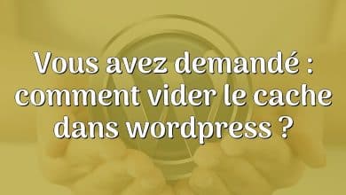 Vous avez demandé : comment vider le cache dans wordpress ?